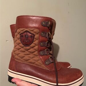 UGG Tan and Brown Quilted  Boots